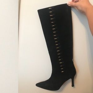 Suede Knee High Black Manolo Blahnik Boots